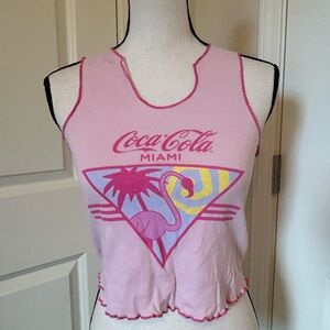 Pink foamingo cocacola Miami vneck tank cropped